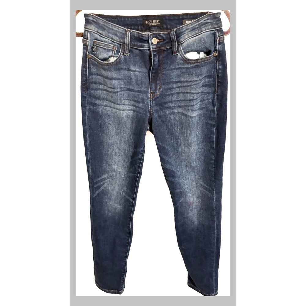 Judy Blue Slim Fit Dark Wash Denim Jeans Womens Size 5 27 Blue Stretch Pants